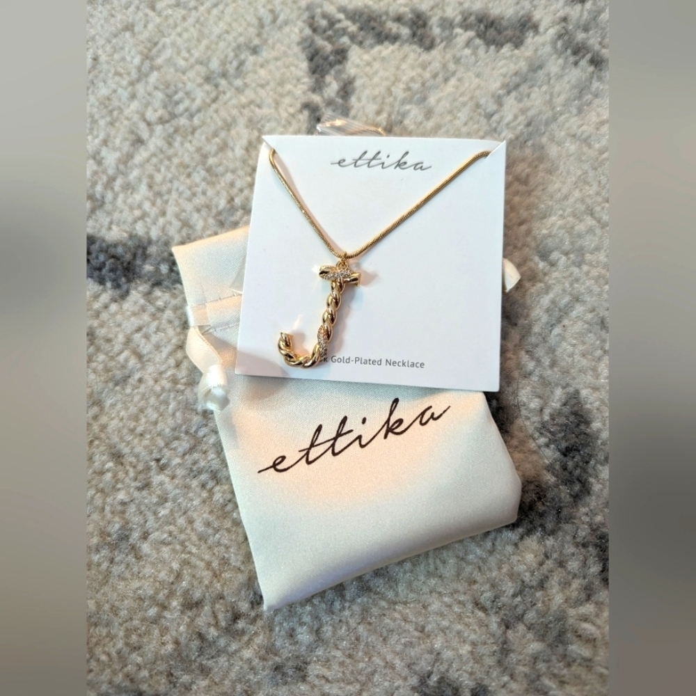 Ettika 18k gold plated NWT INITIAL J NECKLACE